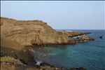 Green sand beach at South Point, Hawaii